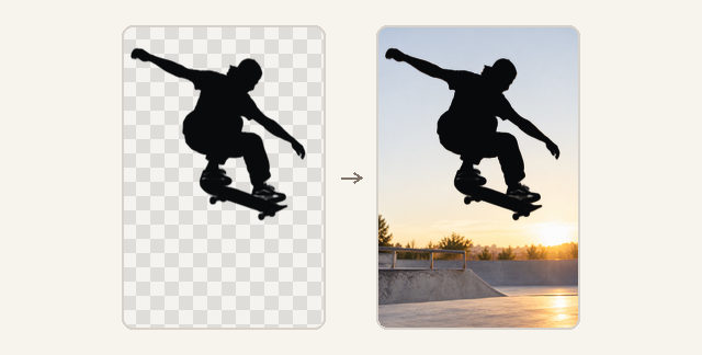 Silhouette with transparent and original background examples